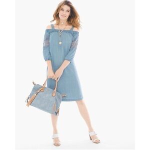 Chico's Denim Top with Striped Detail